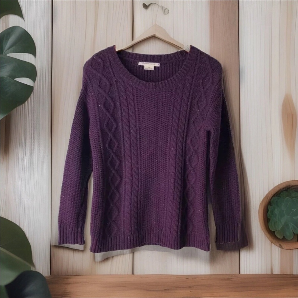 C &C URBAN OUTFITTERS Sweater Womens X-Small Plum Speckled Cable Knit Pullover